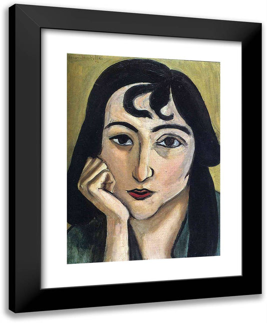 Head of Lorette with Curls 19x24 Black Modern Wood Framed Art Print Poster by Matisse, Henri