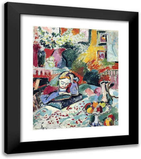 Interior with a Girl Reading  20x23 Black Modern Wood Framed Art Print Poster by Matisse, Henri