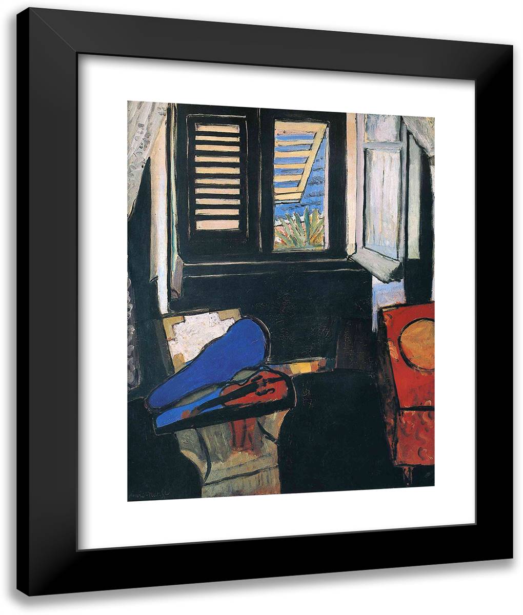 Interior with a VIolin 20x24 Black Modern Wood Framed Art Print Poster by Matisse, Henri