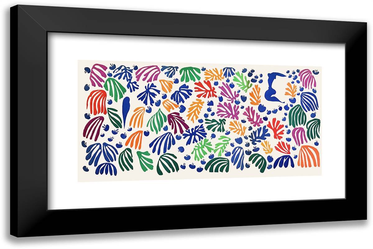 La Perruche Et La Sirene 24x16 Black Modern Wood Framed Art Print Poster by Matisse, Henri