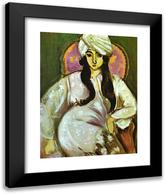 Laurette in a White Turban 20x24 Black Modern Wood Framed Art Print Poster by Matisse, Henri