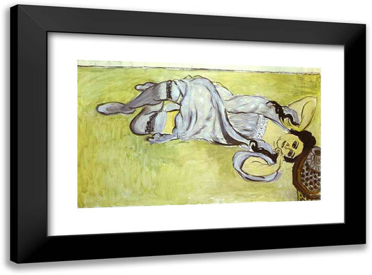 Laurette with a Coffee Cup 24x18 Black Modern Wood Framed Art Print Poster by Matisse, Henri