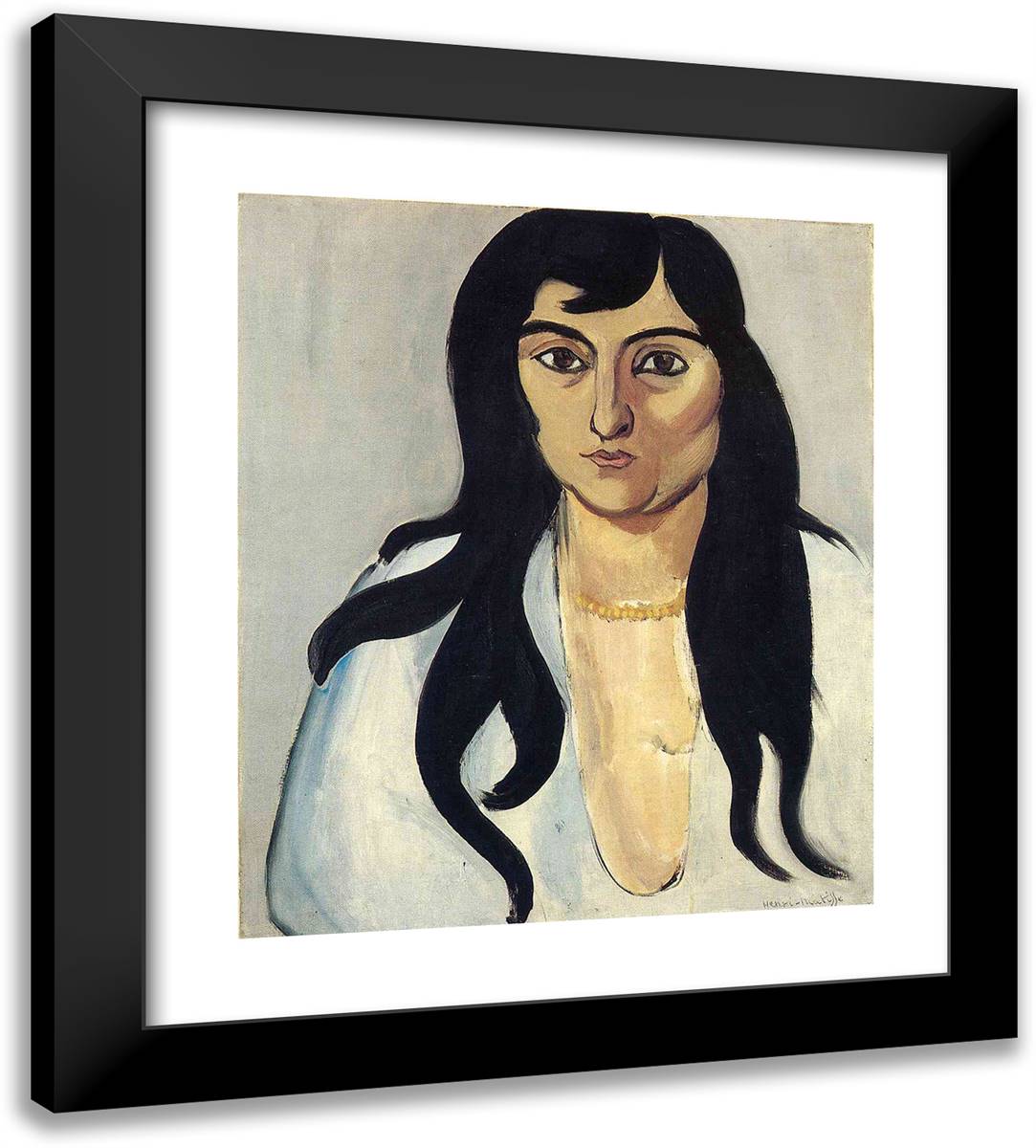Laurette with Long Locks 20x22 Black Modern Wood Framed Art Print Poster by Matisse, Henri
