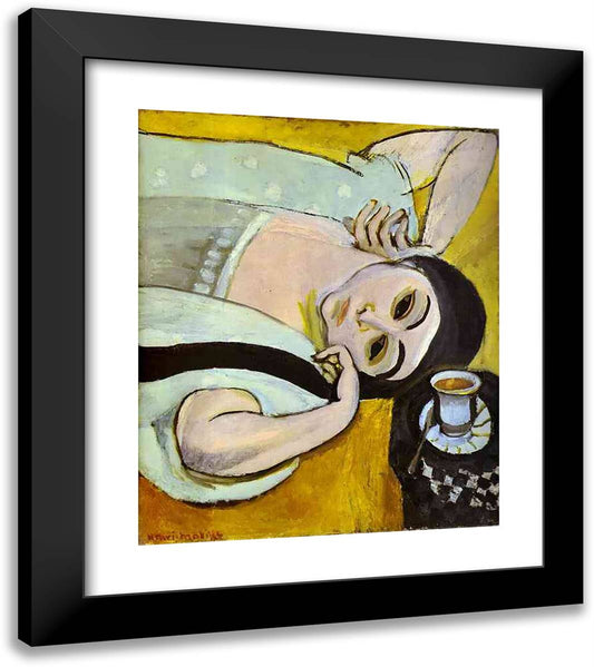 Laurette's Head with a Coffee Cup 20x23 Black Modern Wood Framed Art Print Poster by Matisse, Henri