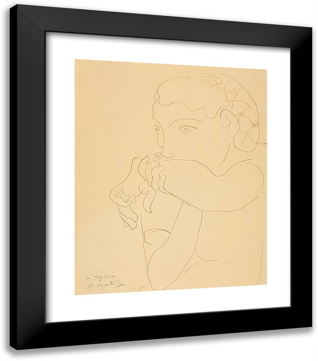 Lydia with Her Hair in a Net 20x23 Black Modern Wood Framed Art Print Poster by Matisse, Henri