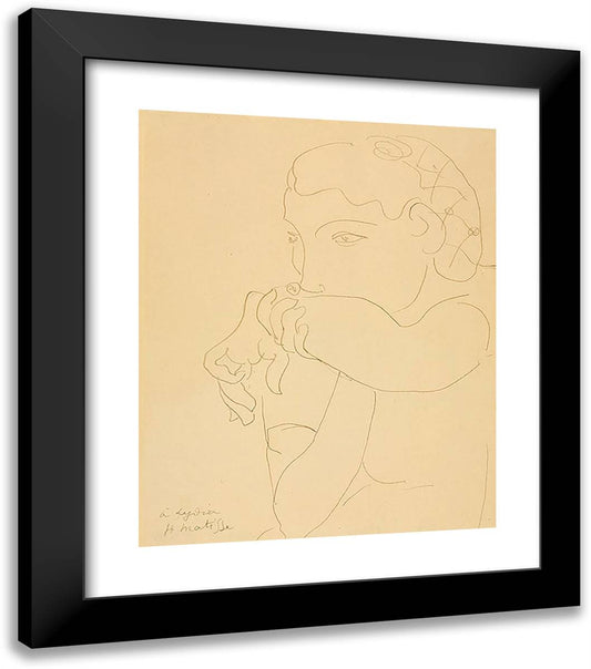 Lydia with Her Hair in a Net 20x23 Black Modern Wood Framed Art Print Poster by Matisse, Henri