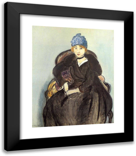 Marguerite Wearing a Hat 20x23 Black Modern Wood Framed Art Print Poster by Matisse, Henri