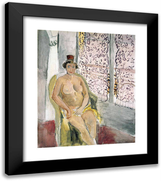 Nude in a Chair 20x23 Black Modern Wood Framed Art Print Poster by Matisse, Henri