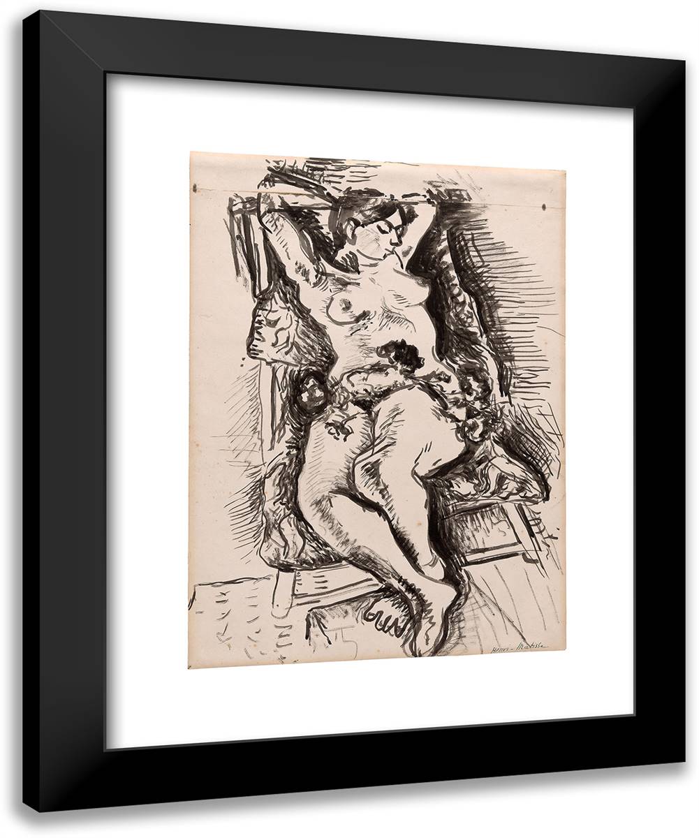 Nude in a Folding Chair 20x24 Black Modern Wood Framed Art Print Poster by Matisse, Henri