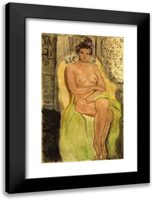 Nude in an Armchair, Legs Crossed 18x24 Black Modern Wood Framed Art Print Poster by Matisse, Henri
