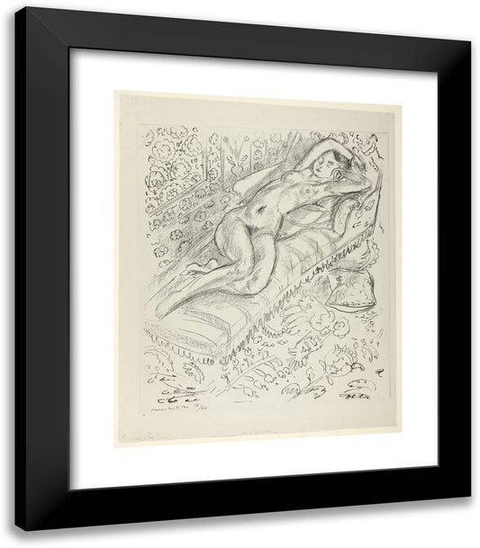 Nude Resting on a Chaise with Mashrabiya Background 20x23 Black Modern Wood Framed Art Print Poster by Matisse, Henri