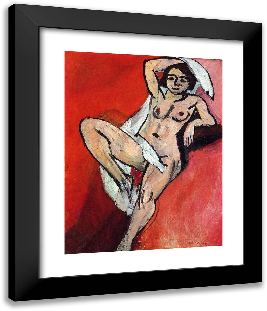 Nude with Scarf 20x24 Black Modern Wood Framed Art Print Poster by Matisse, Henri