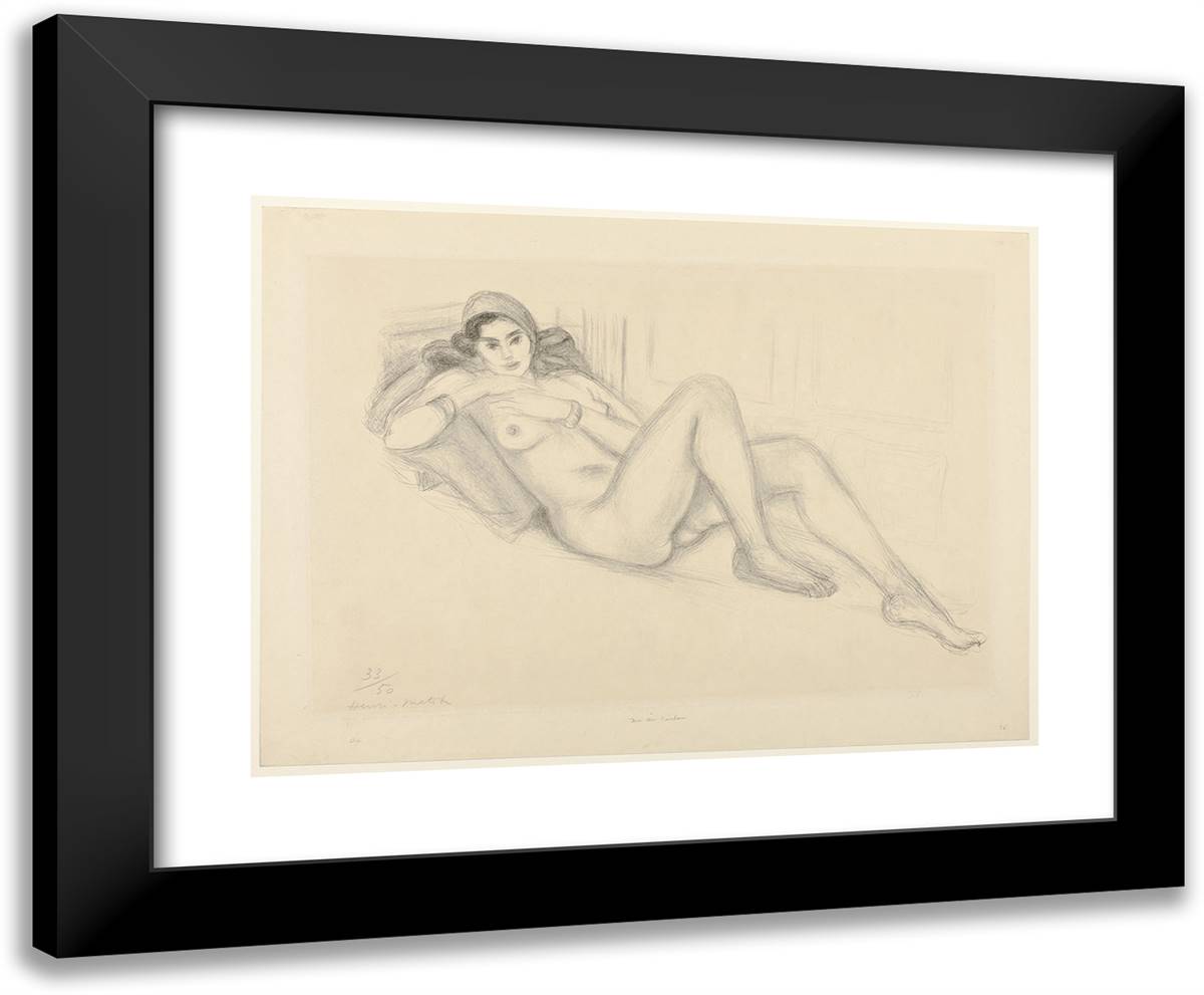 Nude with Turban 24x20 Black Modern Wood Framed Art Print Poster by Matisse, Henri