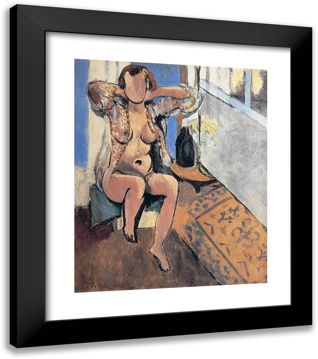 Nude, Spanish Carpet 20x23 Black Modern Wood Framed Art Print Poster by Matisse, Henri