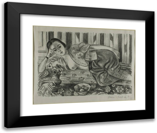 Odalisque in Red Satin Pantaloons 24x20 Black Modern Wood Framed Art Print Poster by Matisse, Henri