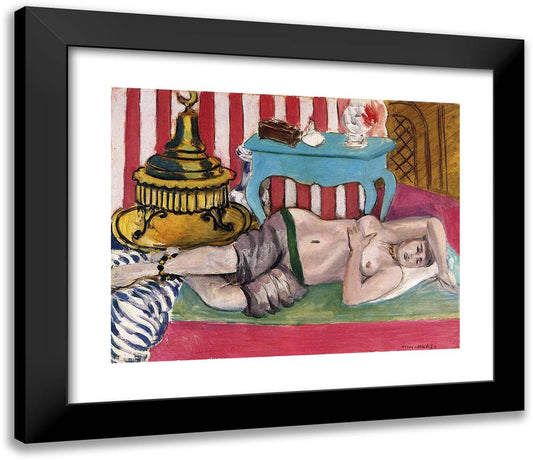 Odalisque with Green Scarf 23x20 Black Modern Wood Framed Art Print Poster by Matisse, Henri