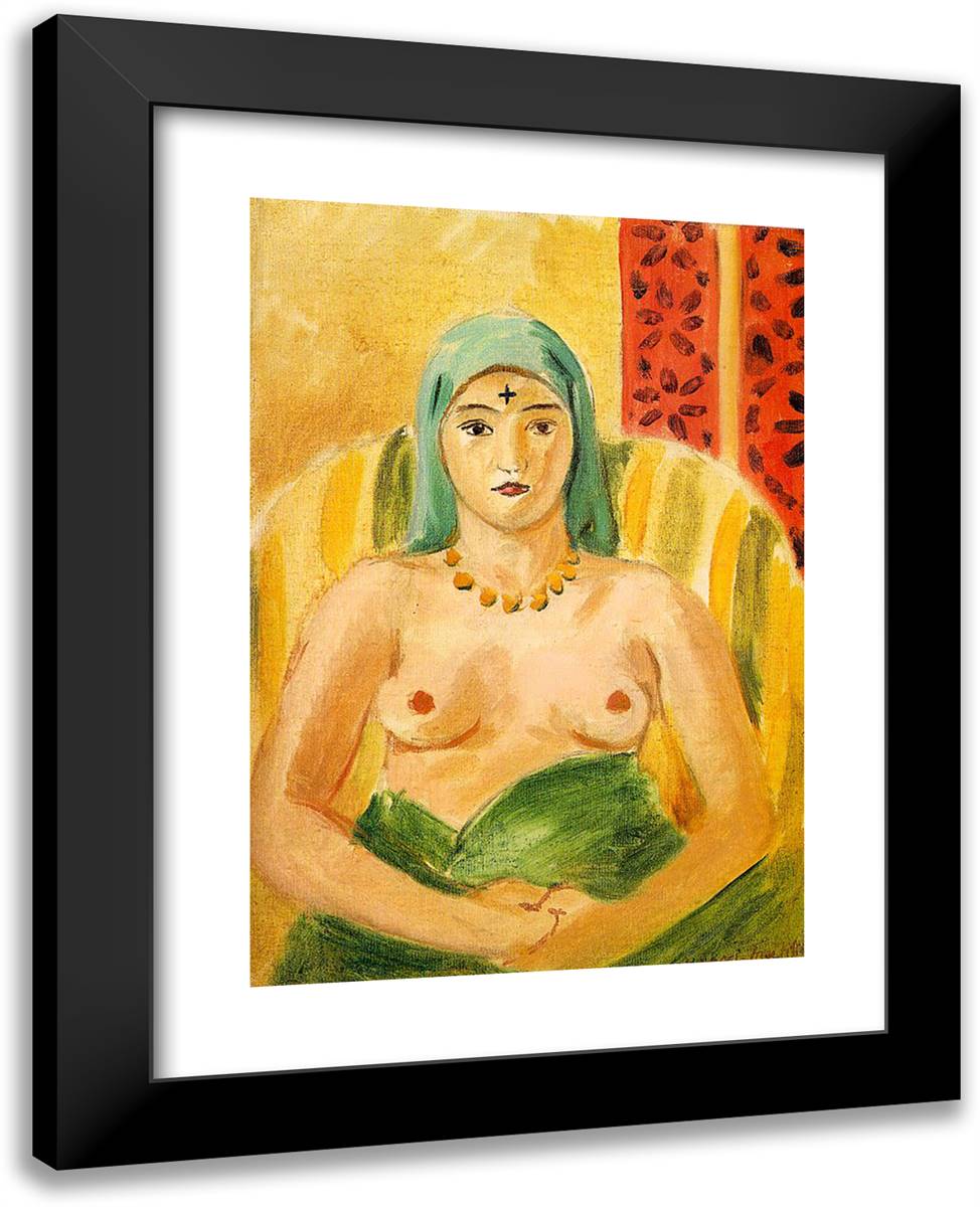 Odalisque, Half-Length (The Tatoo) 19x24 Black Modern Wood Framed Art Print Poster by Matisse, Henri
