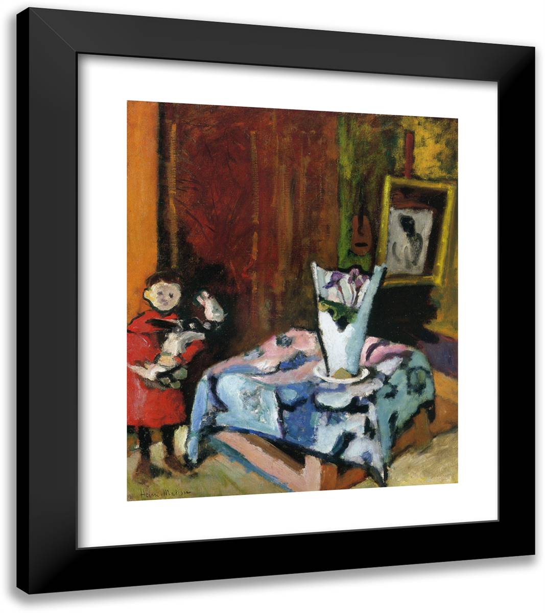 Pierre with Wooden Horse 20x23 Black Modern Wood Framed Art Print Poster by Matisse, Henri