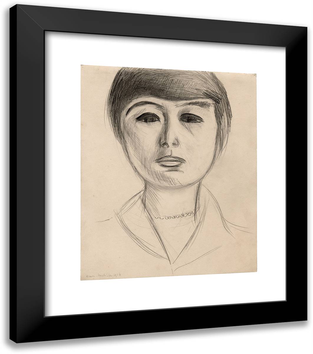 Portrait of a Young Woman (Elsa Glaser) 20x23 Black Modern Wood Framed Art Print Poster by Matisse, Henri