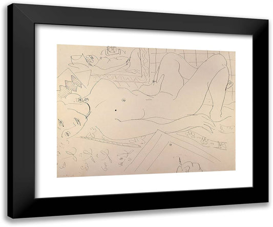 Reclining Nude (The Painter and His Model) 24x20 Black Modern Wood Framed Art Print Poster by Matisse, Henri