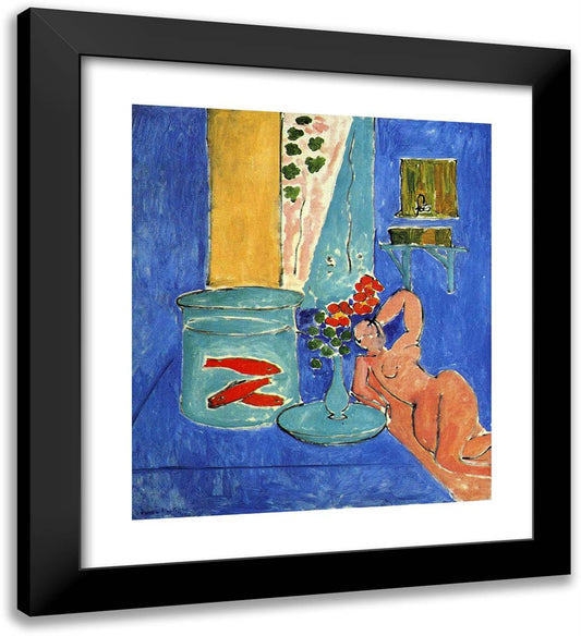 Red Fish and a Sculpture 20x22 Black Modern Wood Framed Art Print Poster by Matisse, Henri