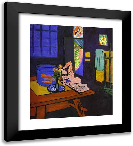 Red Fish in Interior 20x22 Black Modern Wood Framed Art Print Poster by Matisse, Henri