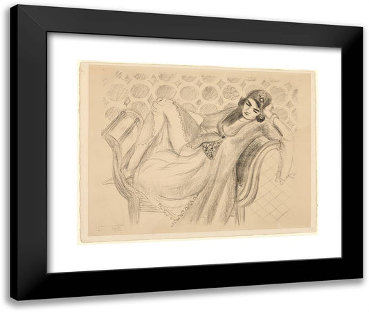 Resting on the Bench 24x20 Black Modern Wood Framed Art Print Poster by Matisse, Henri
