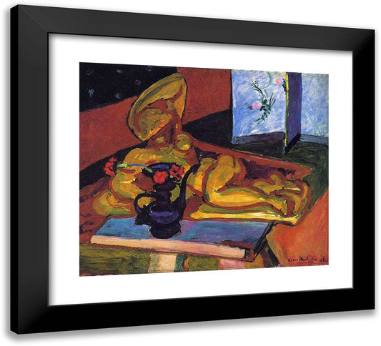 Sculpture and Persian Vase 22x20 Black Modern Wood Framed Art Print Poster by Matisse, Henri