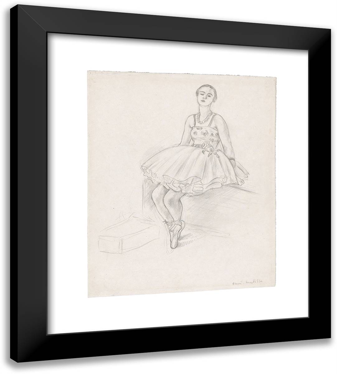 Seated Dancer 20x22 Black Modern Wood Framed Art Print Poster by Matisse, Henri