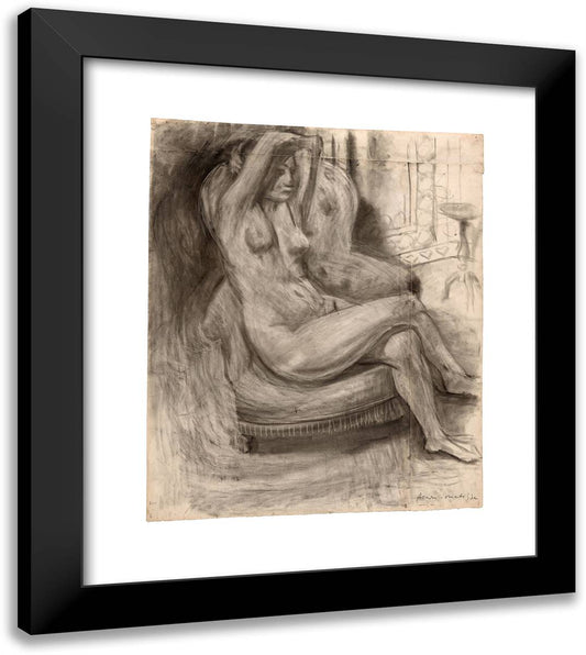 Seated Nude with Arms Raised 20x23 Black Modern Wood Framed Art Print Poster by Matisse, Henri