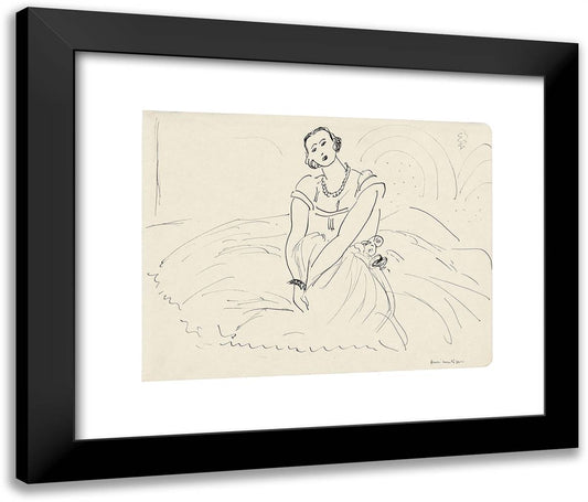 Seated Woman with Full-Skirted Dress 24x20 Black Modern Wood Framed Art Print Poster by Matisse, Henri