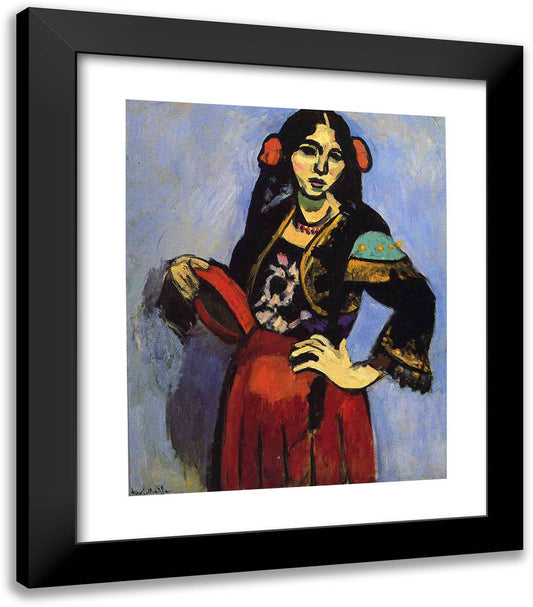 Spanish Woman with a Tamborine 20x23 Black Modern Wood Framed Art Print Poster by Matisse, Henri