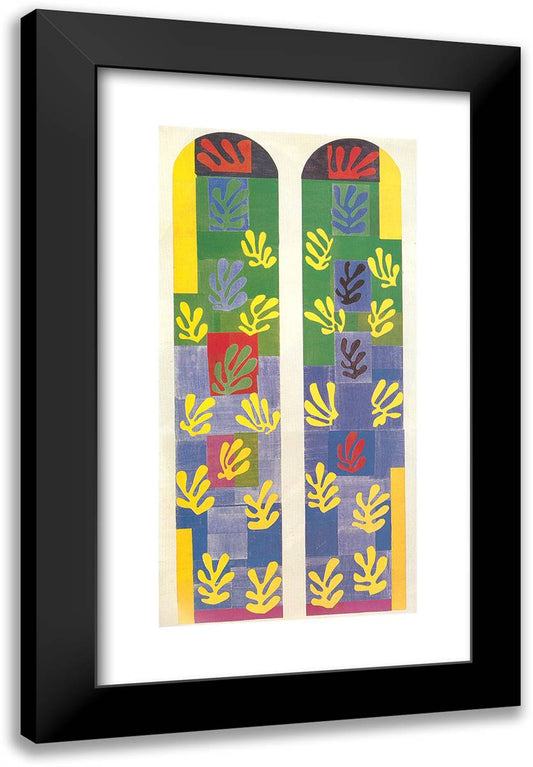 Stained Glass Window Window of the Abside of the Rosary Chapel 16x24 Black Modern Wood Framed Art Print Poster by Matisse, Henri
