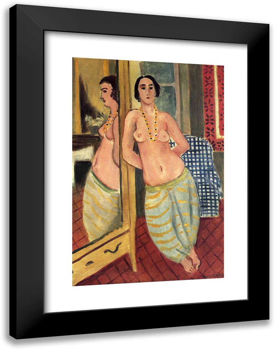 Standing Odalisque Reflected in a Mirror 18x24 Black Modern Wood Framed Art Print Poster by Matisse, Henri