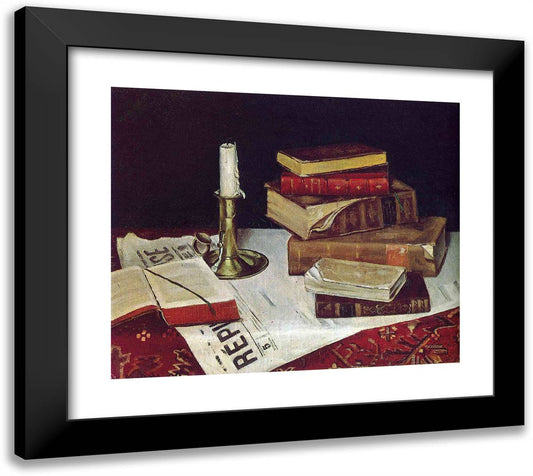 Still Life with Books and Candle  22x20 Black Modern Wood Framed Art Print Poster by Matisse, Henri