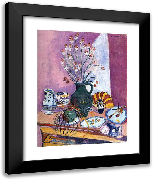 Still Life with Flowers 20x24 Black Modern Wood Framed Art Print Poster by Matisse, Henri