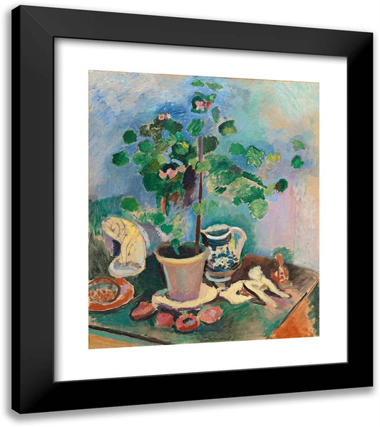 Still Life with Geranium 20x23 Black Modern Wood Framed Art Print Poster by Matisse, Henri