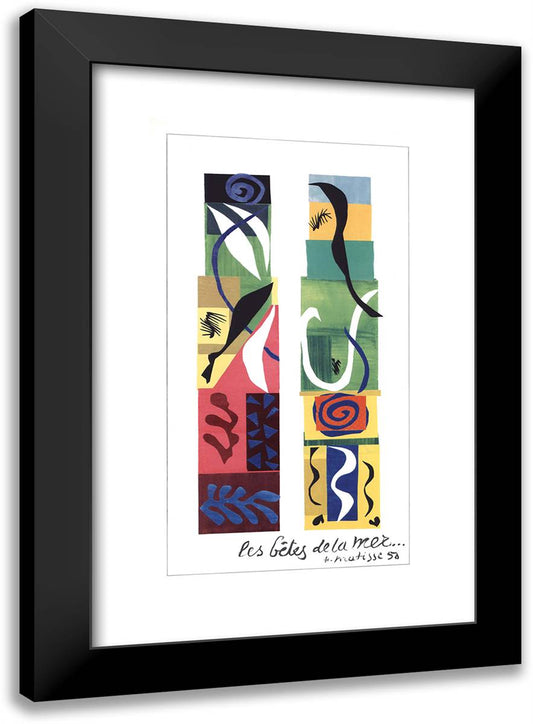 The Beasts of the Sea 17x24 Black Modern Wood Framed Art Print Poster by Matisse, Henri