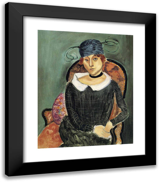 The Ostrich Feather Hat 20x23 Black Modern Wood Framed Art Print Poster by Matisse, Henri