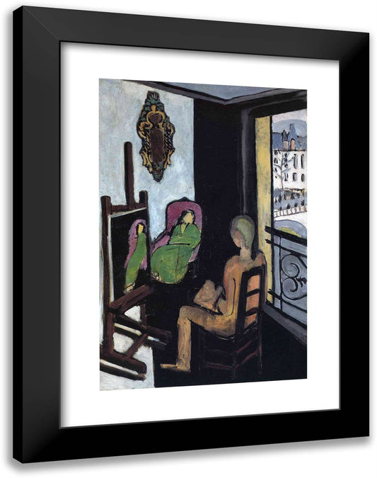 The Painter and His Model 18x24 Black Modern Wood Framed Art Print Poster by Matisse, Henri