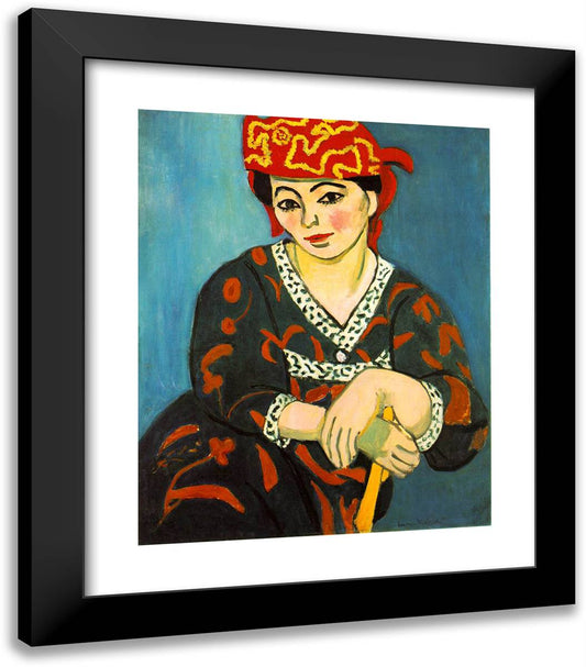 The Red Madras Headdress  20x23 Black Modern Wood Framed Art Print Poster by Matisse, Henri