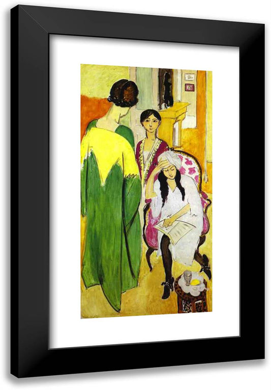 The Three Sisters with a Sculpture, Left Panel from the Three Sisters Triptych  16x24 Black Modern Wood Framed Art Print Poster by Matisse, Henri