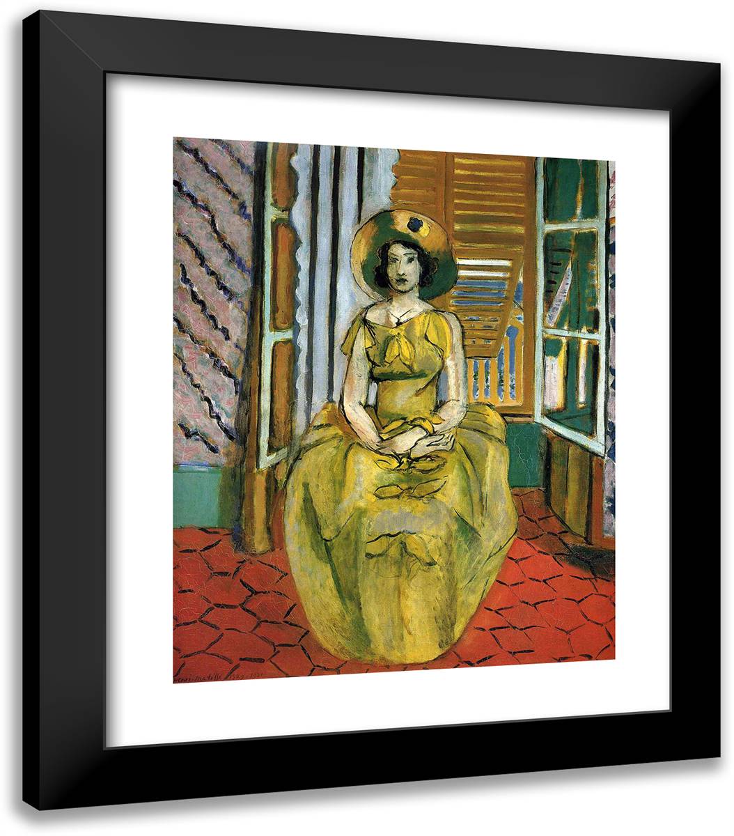 The Yellow Dress 20x23 Black Modern Wood Framed Art Print Poster by Matisse, Henri