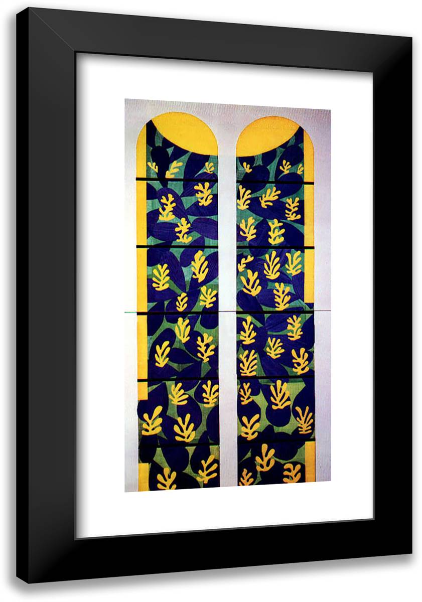 Tree of Life' Stained Glass Behind the Altar in the Chapel of the Rosary at Vence  16x24 Black Modern Wood Framed Art Print Poster by Matisse, Henri