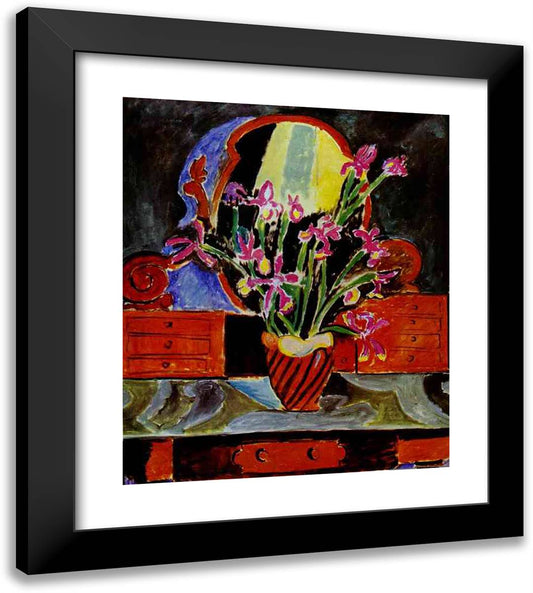Vase of Irises 20x22 Black Modern Wood Framed Art Print Poster by Matisse, Henri