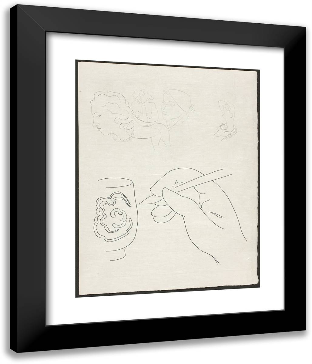 Weary of Bitter Rest, Plate Seven from Poesies De Mallarma 20x24 Black Modern Wood Framed Art Print Poster by Matisse, Henri