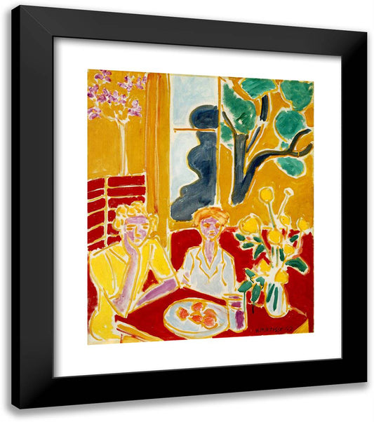 Wo Girls in a Yellow and Red Interior 20x23 Black Modern Wood Framed Art Print Poster by Matisse, Henri