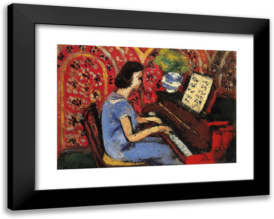 Woman at the Piano 24x19 Black Modern Wood Framed Art Print Poster by Matisse, Henri