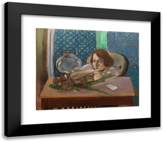 Woman Before an Aquarium 23x20 Black Modern Wood Framed Art Print Poster by Matisse, Henri
