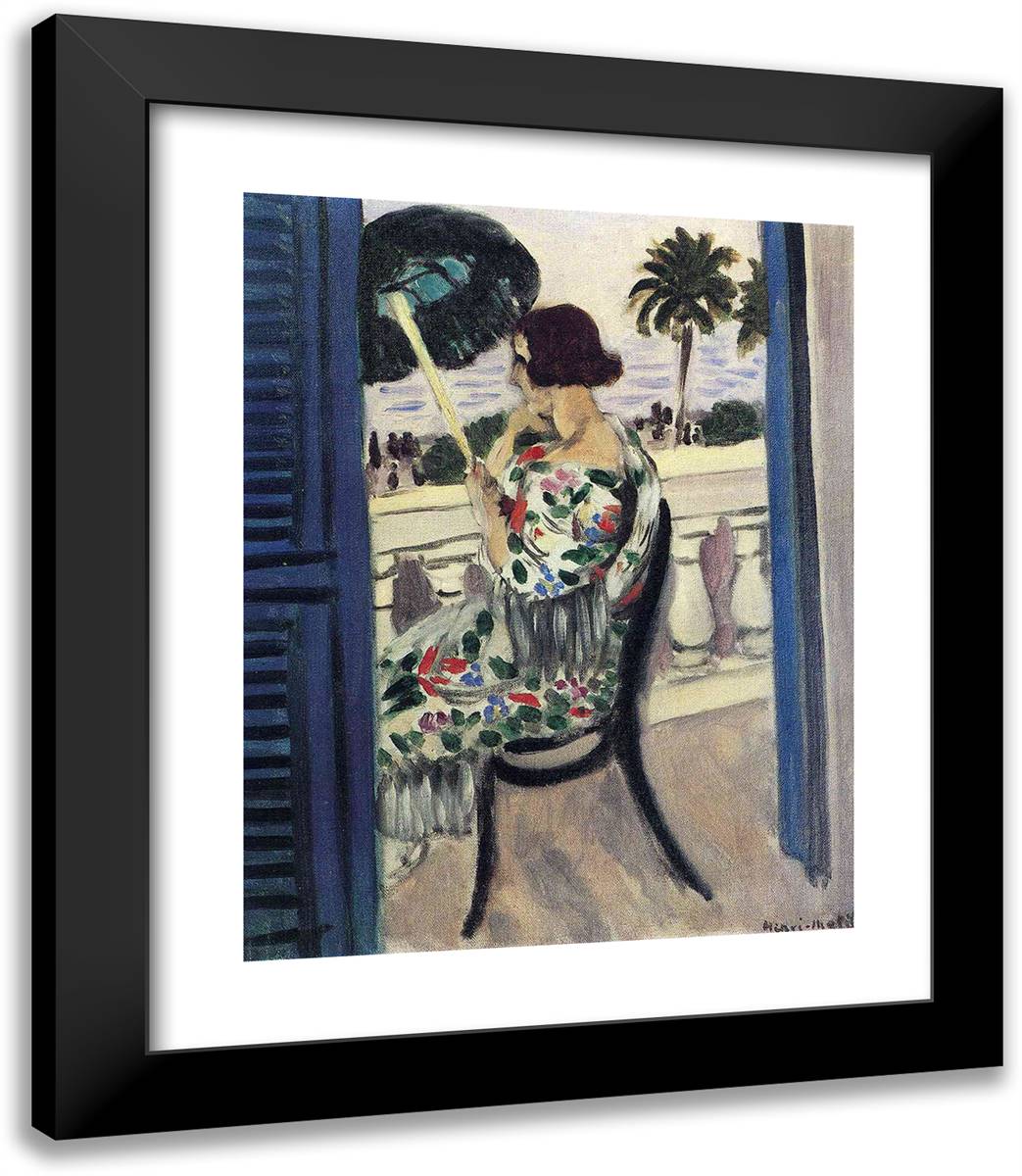Woman Holding Umbrella 20x23 Black Modern Wood Framed Art Print Poster by Matisse, Henri